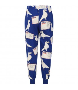 Light blue trousers for boy with print