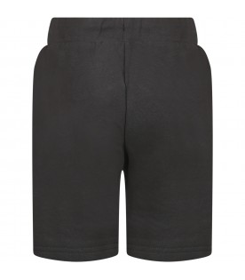 Gray shorts for boy with airplane print and logo