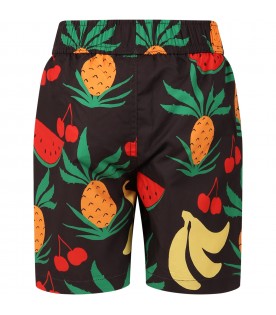 Multicolor swim-boxer for boy with fruit print