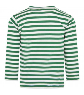 White and green striped t-shirt with heart