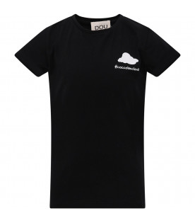 T-shirt nera con nuvola bianca