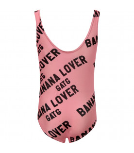 Pink "Banana Lover" swimsuit for girl