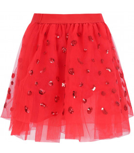 Red skirt for girl with sequins