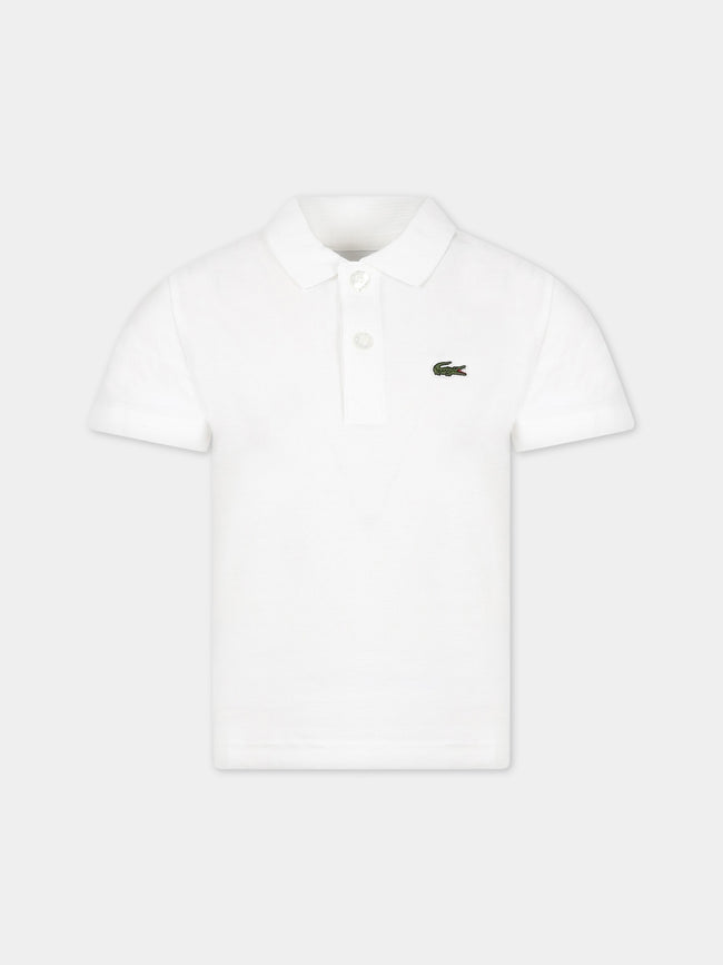 Lacoste Polo bianca per bambino con coccodrillo verde