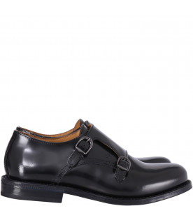 Leather shoes with double buckle