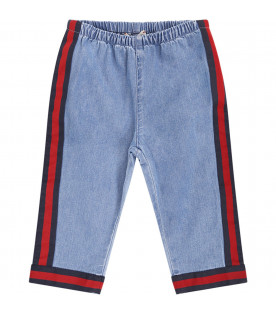 Light blue jeans for babykids with red and blue Web detail