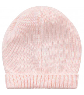 Pink babygirl hat with turn-up