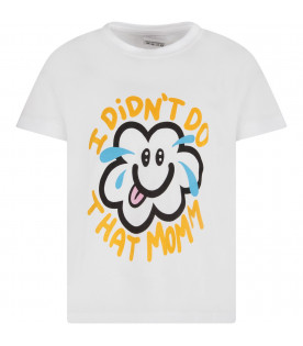 T-shirt bianco per bambini con nuvola colorata