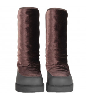 Black and brown boots for girl with logo