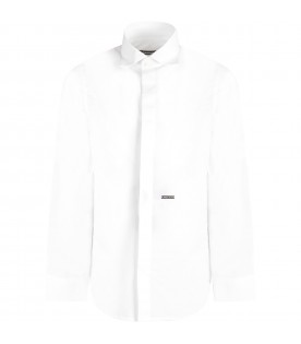 White shirt with metallic logo for boy