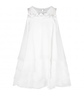 White dress for girl with rhinestones