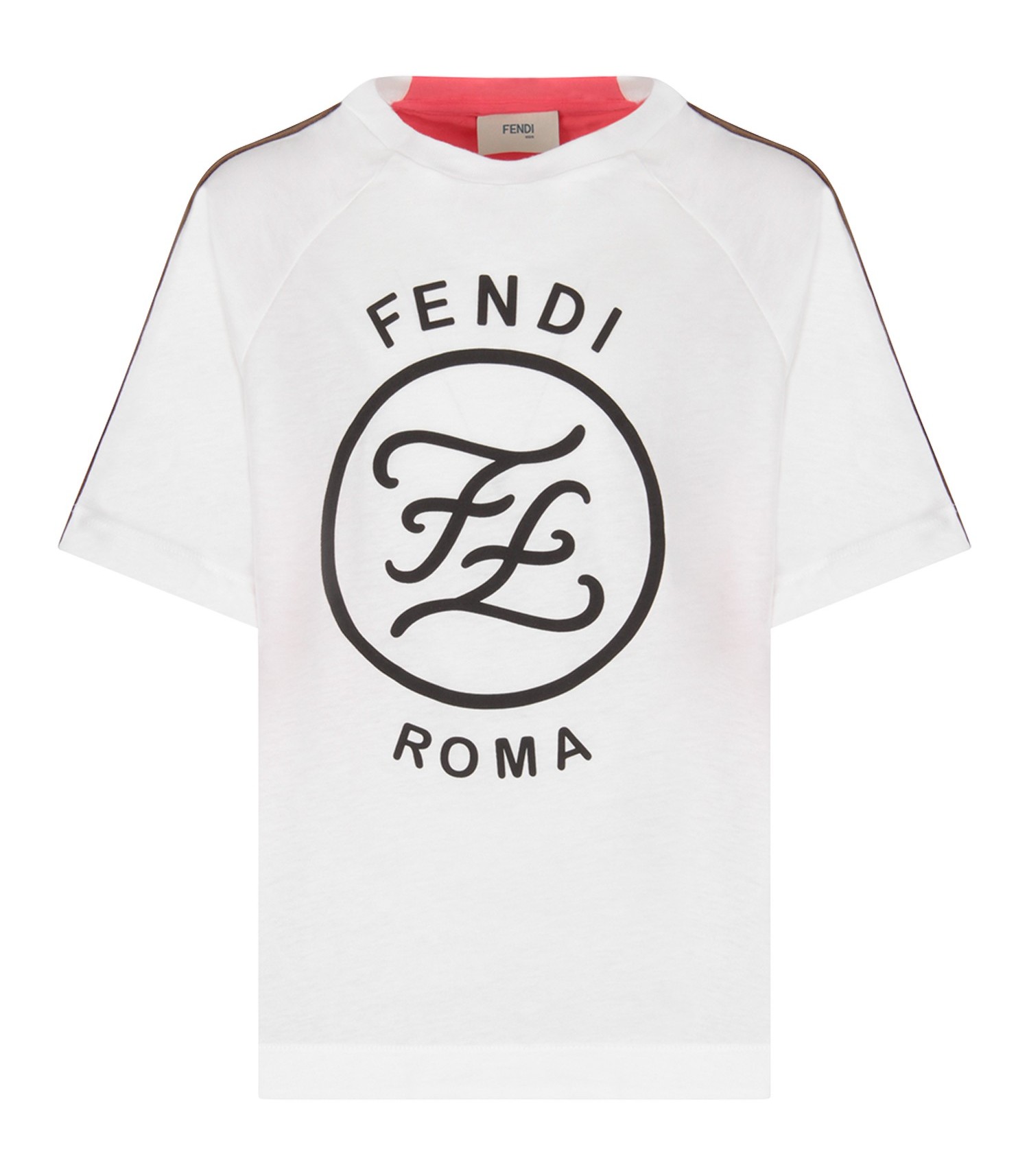Fendi Kids White and fuchsia girl T-shirt with logo - CoccoleBimbi