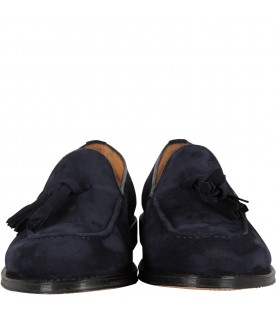 Blue mocassin with tassels for boy