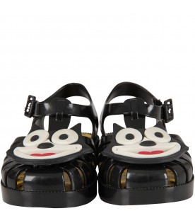 Black sandals with Felix for boy