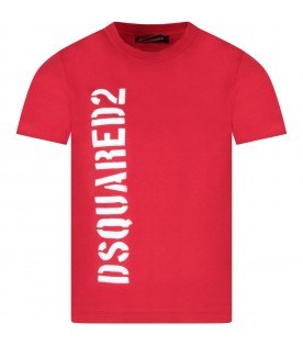Red T-shirt for boy with logo