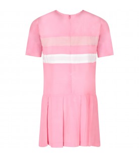 Pink dress for girl with stripes