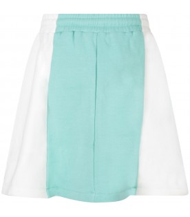 White and teal green skirt for girl with logo