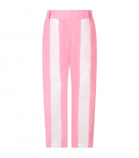Pink pants for girl with white stripes
