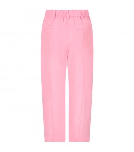 Pantalone rosa per bambina con bande bianche