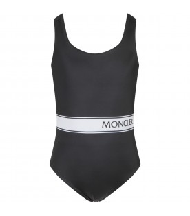 Black swimsuit for baby girl with logo