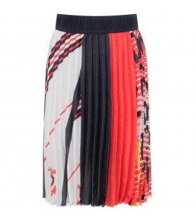 Multicolor skirt with logos for girl