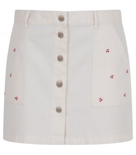 White skirt for woman with red iconic cherries