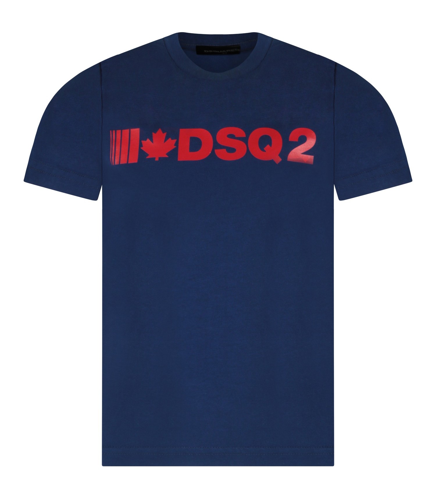 Dsquared2 Blue T-shirt for boy with red logo and maple leaf