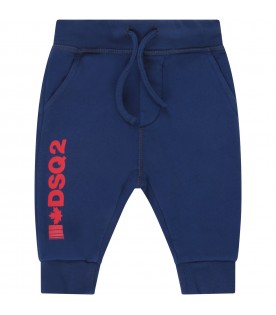 Blue sweatpants for baby boy with logo