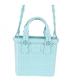 Teal basket bag for girl with logo