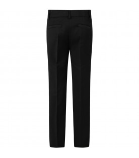 Black pants for boy with satin details