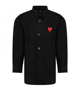 Camicia nera per bambini con cuore